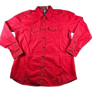 Franky Max Western Eagle Embroidered Shirt Men's‎ Size XL Red Button Up Shirt